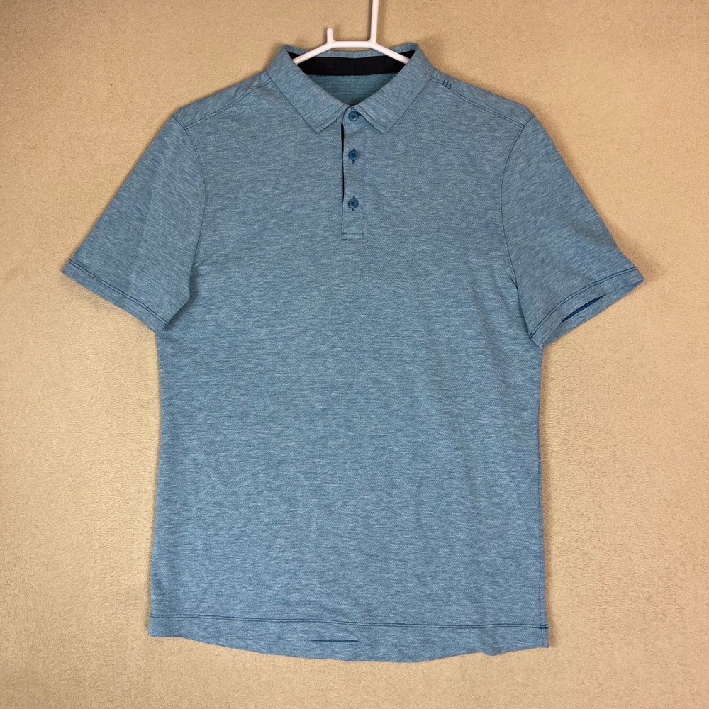 Lululemon Men's Blue Heathered Short Sleeve Polo Shirt Athleisure